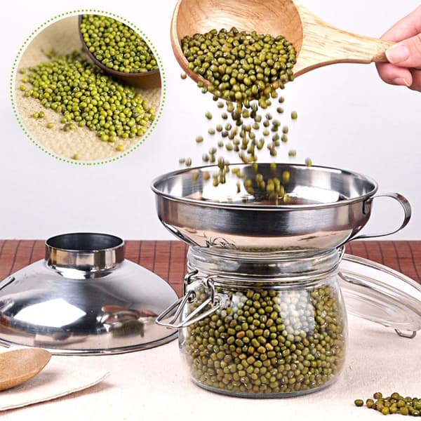 Stainless Steel Canning Funnel with Wide Mouth and Handle, Kitchen Tool for Jam Making