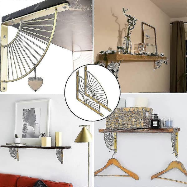 Wall Shelf Bracket, Stainless Steel Console Bracket, Metal Shelf Bracket, Wall Mounted Shelf Bracket, Floating Triangular Bracket, Fan Shape, For Kitc