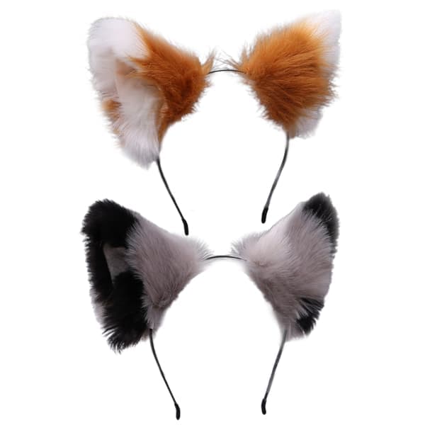 2 stk. Ulv Rev Pels Ører Hodebånd Hodeplagg Maskerade Halloween Kostyme Hodebånd, E