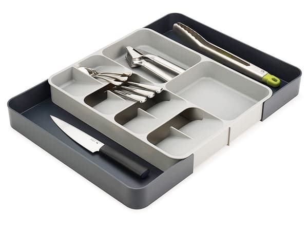 Extendable Cutlery Tray for Kitchen Drawer Plastic Grey 28–50x39 cm 868