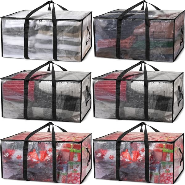 Large Moving Boxes & Storage Bags - Oversized Packing Bags with Backpack Straps, Zippers, and Handles 6-Pack
