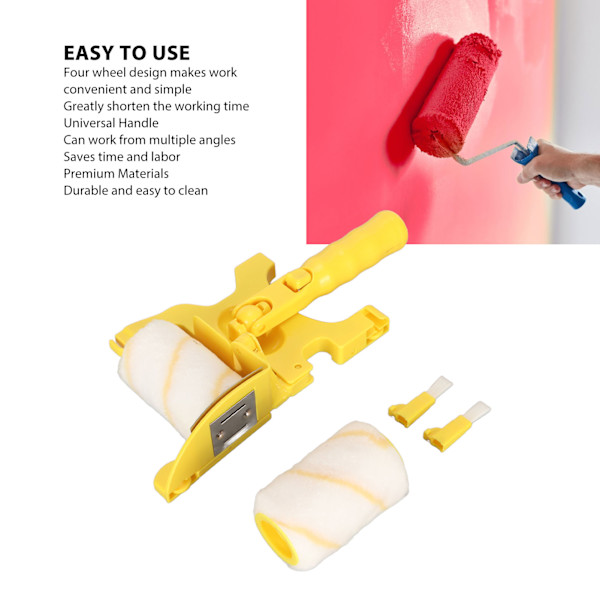 Edger Roller Brush Long Handle Multifunctional Handheld Paint Roller Brush with Replacement Roller for Wall Ceiling