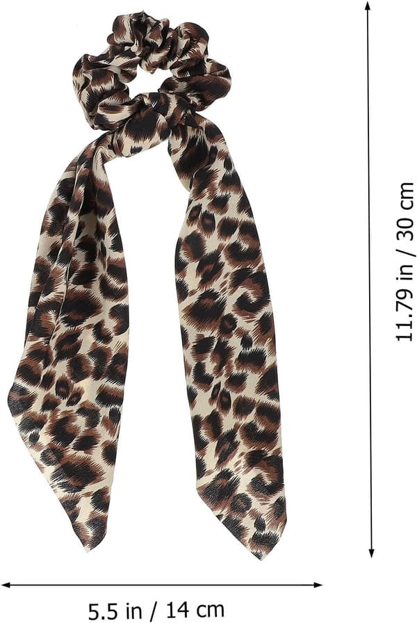 2 stk leopardmønstrede hårhalstørklæder og stofhårbånd, lange dekorative fashionable