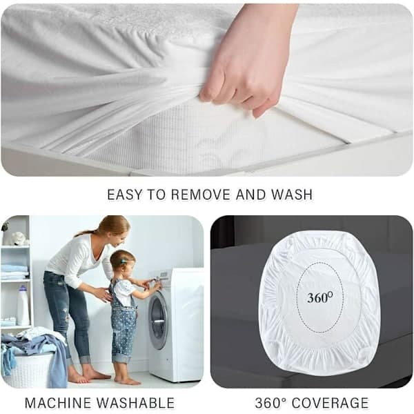 Waterproof and breathable mattress protector with zipper against dust mites. Single size 90x200cm