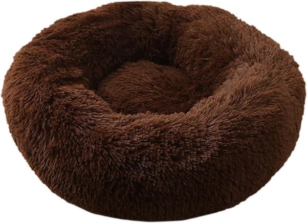 Varm hundeseng, fluffy kattekurv, XS størrelse 50cm, brun, 1 stk, vaskbart kjæledyrrede