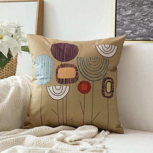 4-pack Tree Flowers Linen Pillowcases Decorative Square Pillow Covers