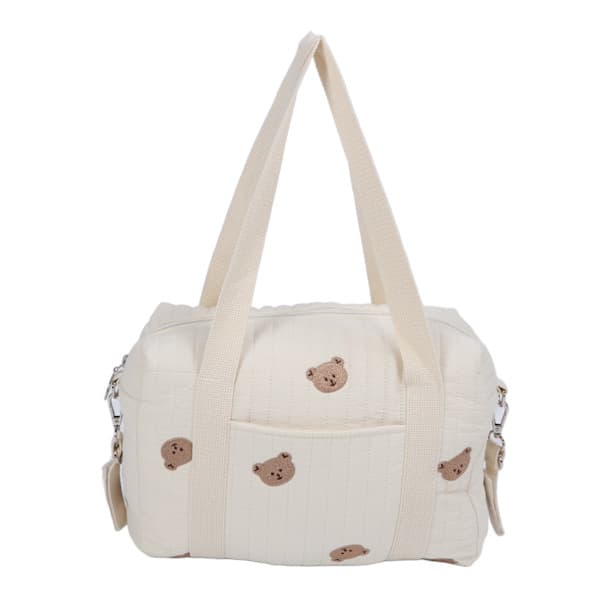 Multifunctional Stroller Bag Embroidery Zipper Reusable Handbag Diaper Bag Bear Bag