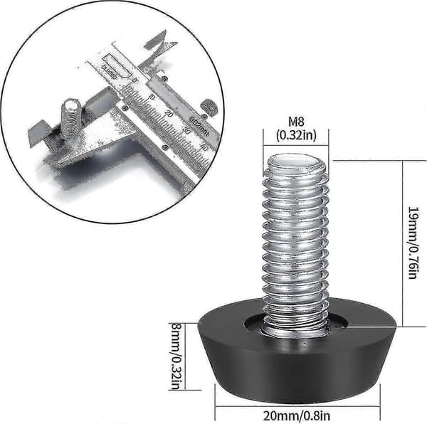 24-pak Justerbare Møbelnivelleringsfødder, M8 X 20mm, Skrue Nivelleringsfødder