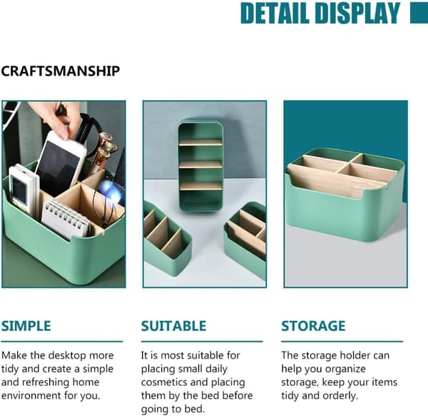 Multi-compartment storage box, stationery box, ABS wood material, stylish simple design, desktop decoration