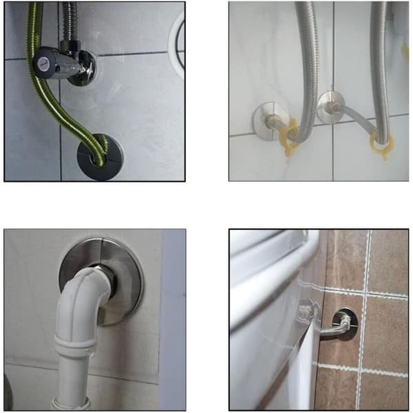 6 dele rørkappe i rustfrit stål til radiator, 34 mm sølvhaneroset, rørkappe til VVS, ventiler, til brusere, rør, vandhaner