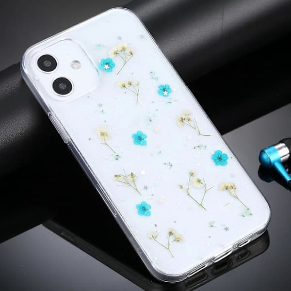 Gypsophila Blommönster TPU Skyddsfodral för iPhone 12 mini