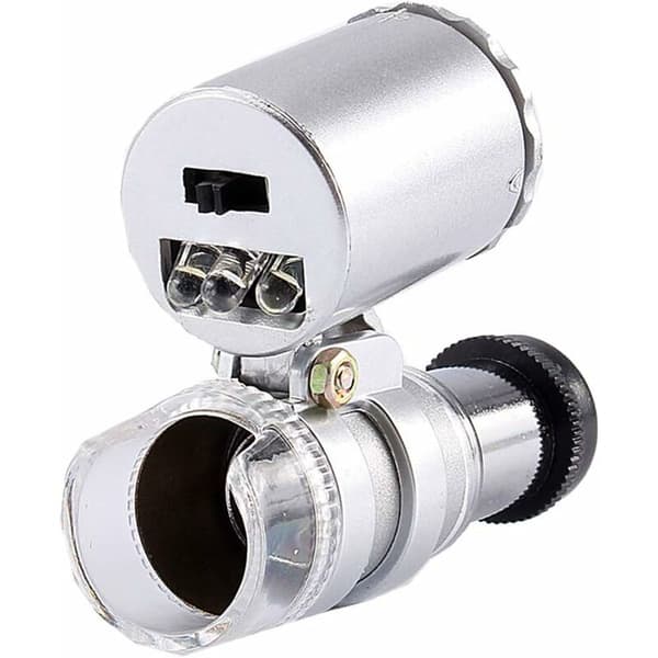60x Mini Magnifier, Pocket Magnifier Microscope LED UV Light for Jewelers KLB