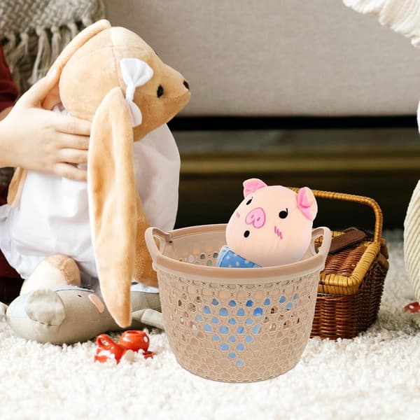 Decorative Woven Basket, Multifunctional Organizer, Large Capacity, Coffee PP Material, Elegant Storage Basket