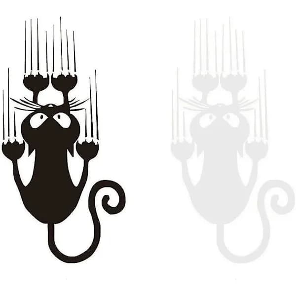2 pcs Funny and Cute Black and White Cat Decals for Car