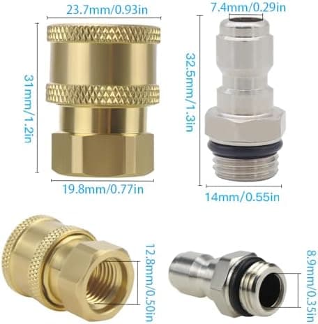 1/4'' Højtryksrenser Lynkobling Messingadapter Højtryksrenser Koblinger til Højtryksvandpistol.