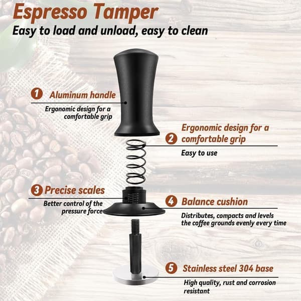 Kaffetamper, Kaffetamper 22 dele, Espressotilbehørssæt med 58 mm kaffetamperværktøj