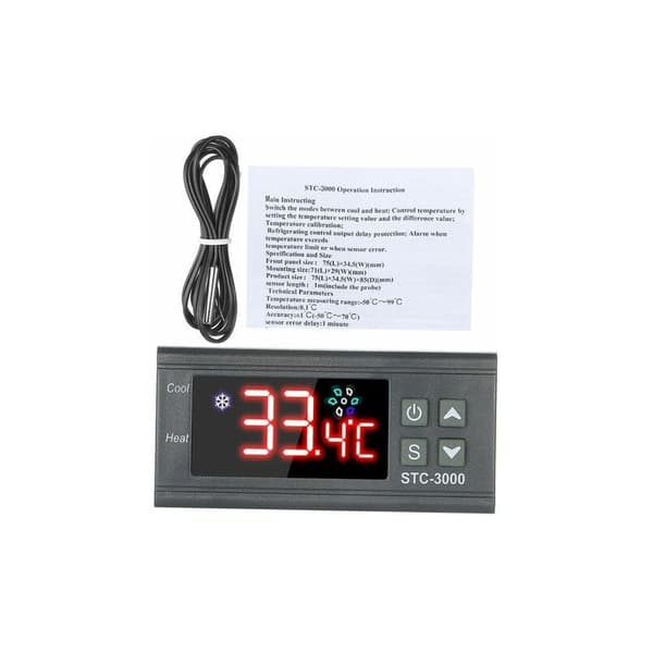STC-3000 Mikrocomputer Temperaturregulator Digital Termostat med NTC-probe Kold Varmesensor - AC 110-220V