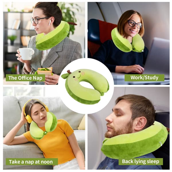 Resekudde Tecknad Djur Nackstöd Kudde 30x30cm Memory Foam Nackkudde U-formad Elasticitet Resekudde (A) 1 1