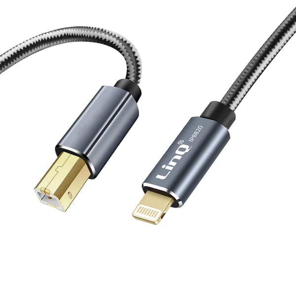 Printerkabel iPad og iPhone USB-B Flettet Nylon LinQ 1.5m