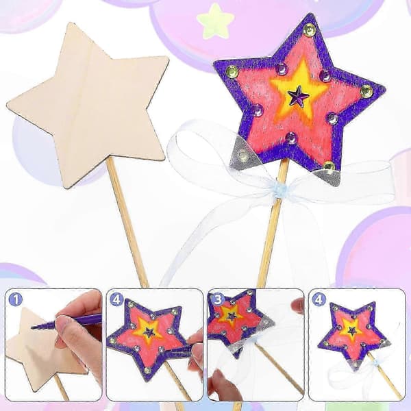 Fairy Wand Craft Kit for Kids - 2 Sets DIY Party Decorations and Craft Activity
