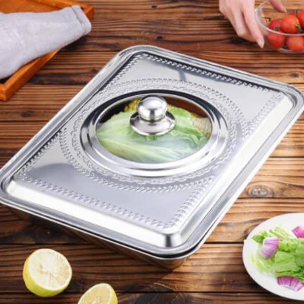 Stainless Steel Pot Lid, Robust Kitchen Equipment and Splash Guard with Large Handle, Keeps Food Warm