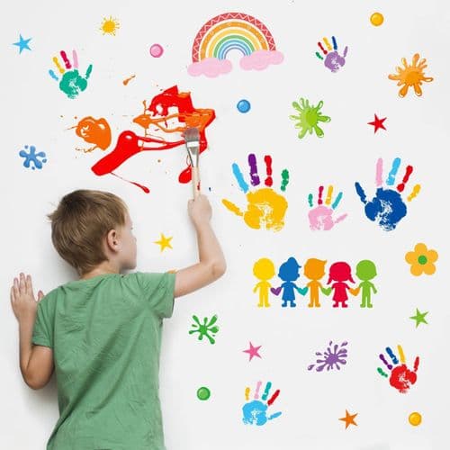 Wall decorations for children, handprints. Inspirational wall decals for the classroom