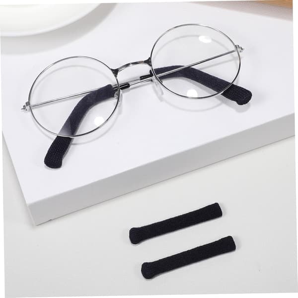 Knitted Glasses Frame End Tips Sleeves Cushions Black 2 Pairs Glasses Ear Grips Holders Soft Protective Covers