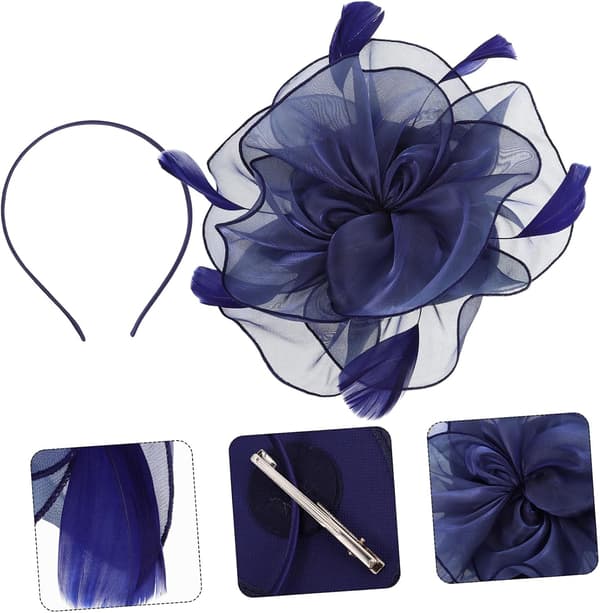 Fascinatorhatt for kvinner Elegant retro hårspenne med fjærpynt Myk gasbindhodeplagg