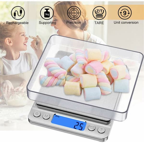 Digital Kitchen Scale with USB Charger, Professional Digital Scale with 9 Conversion Units, Tare Function, KLB