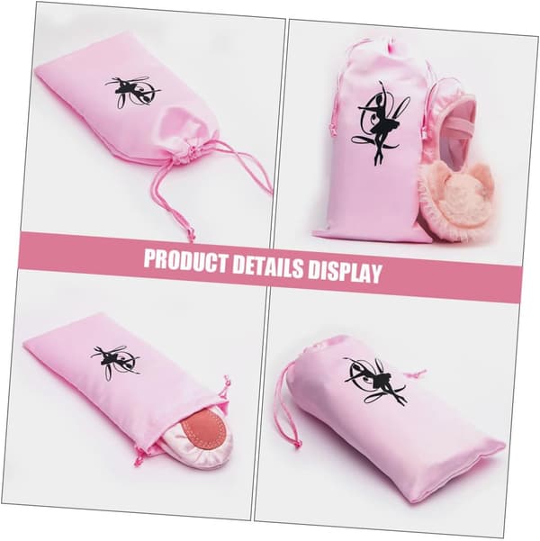 4 pcs satin drawstring ballet shoe bag large capacity foldable protective storage bag elegant pink