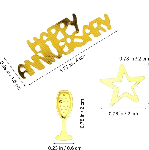 3-pack Mixed Confetti Happy Anniversary Confetti Sequins 50th Anniversary Golden PVC Delicate