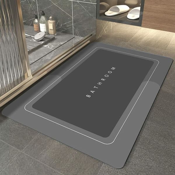 Bath Mat in Skin, Super Absorbent Bath Mat, Drying Floor Mat, Easy to Clean Doormat, Kitchen Mat, Dark Grey