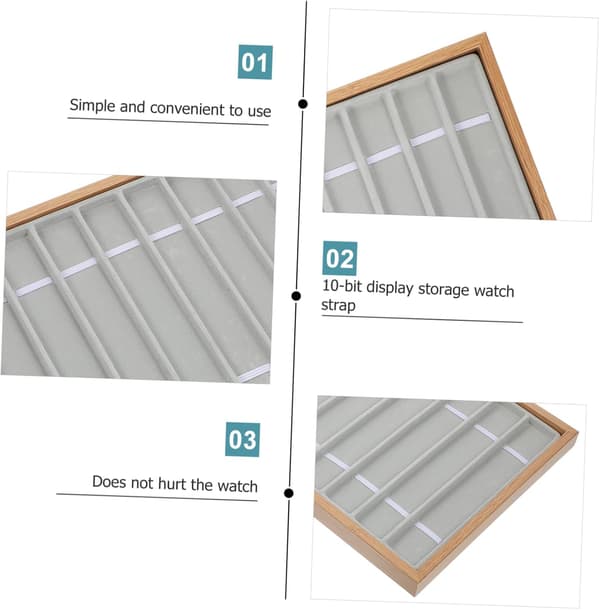 Urdisplaybakke til ure og smykker med khaki syntetisk materiale, opbevarings- og displayfunktion