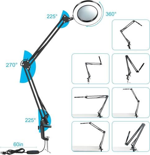 5x Magnifying Glass with Light, Illuminated Magnifier, Magnifying Lamp, 3 Color Modes
