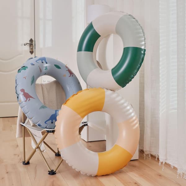 Swimming Ring Teenagers Retro Striped Swimming Ring Olive Inflatable Armpit Ring Cherry Floating Ring 2pcs 60cm*60cm*60cm