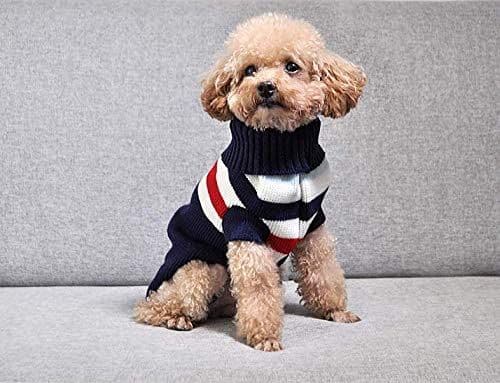 Small Dog Jacket, Knitted Dog Jacket Christmas Dog Sweater for Small and Medium Dogs Blue