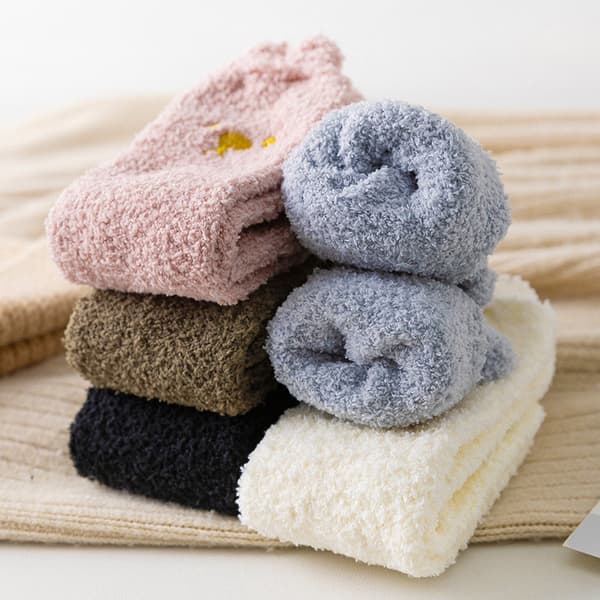 Women's Soft Fuzzy Solid Striped Winter Material Socks - Cozy Microfiber Home Socks - Crew Style, Size 9-11