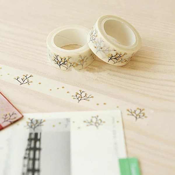 2-pak Guld Washi-tape Sæt, Dekorativ Maskeringstape til Håndværk, Skrivbart Festtilbehør, Håndværksprojekt Samling, Lim