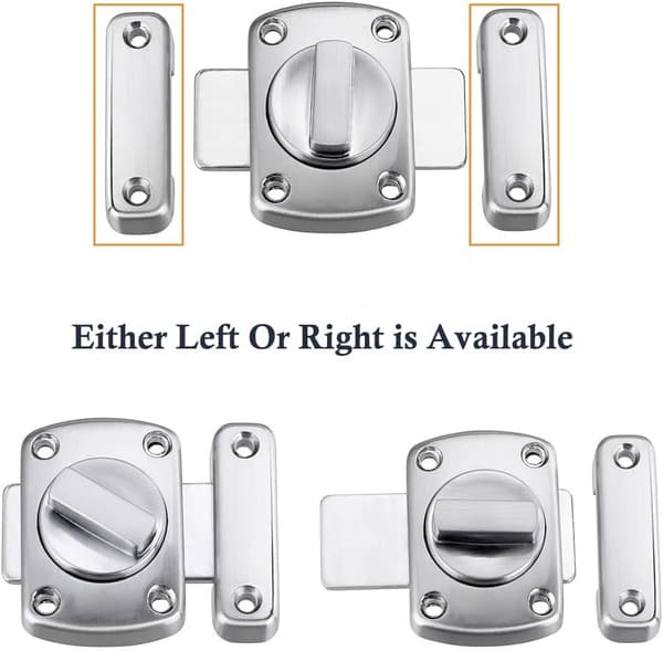 Lock Latch Bathroom Door Cabinet Window Swivel Latch Security Lock, Silver silver silver