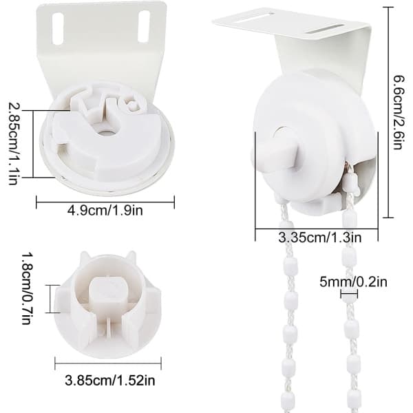 Roller Blind Connection for 38mm Outer Tube, Roller Blind Brackets, Window Treatment Accessories with Metal Brackets, Ball Chain, Screws (White)