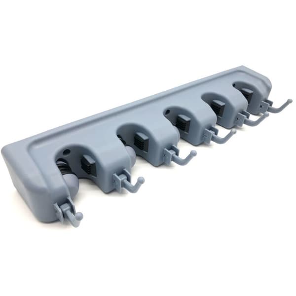 Wall-mounted 11-piece accessory system with 5 garden/tool holders and 6 hangers - 405 mm length - Black - Storage system