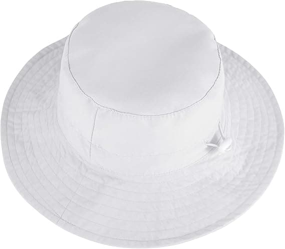Solhatt för småbarn, unisex, bred brätte, för utomhusbruk, simning, strand, pool, justerbar, vit