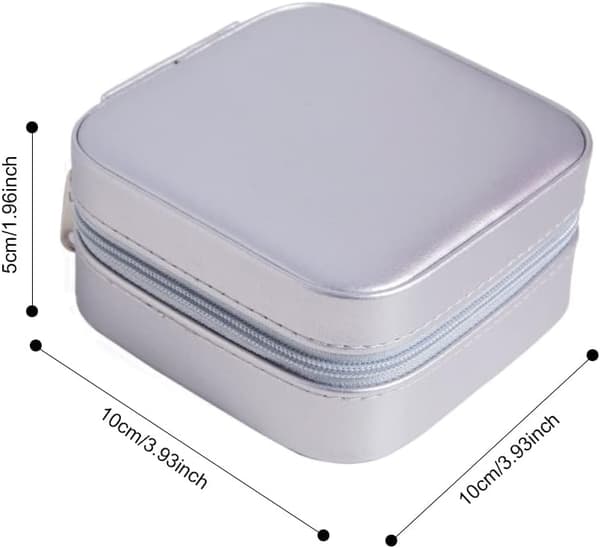 Mini Portable Jewelry Box (Silver) - Double Layer Leather Travel