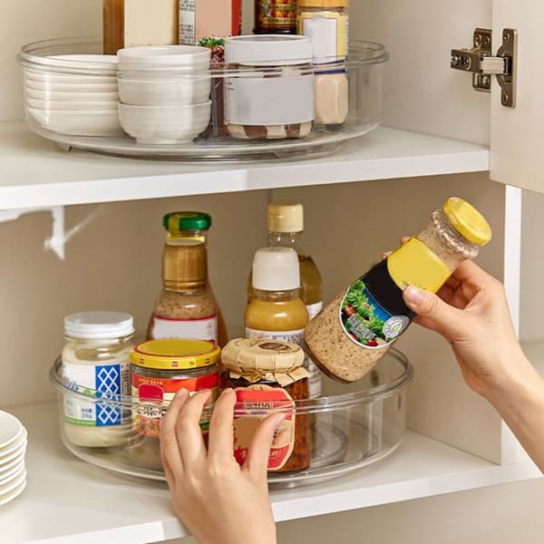 Storage Shelf, 11.5 inch Upgraded Transparent Turntable, Rotating Spice Storage for Kitchen, Dining Room, Refrigerator, Bathroom
