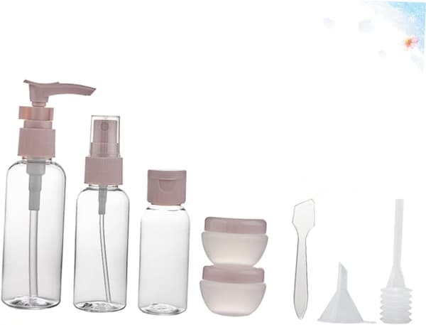 Empty Cosmetic Bottles Set 8pcs 50ml Travel Lotion Spray Bottles with Dropper Funnel Mini Containers