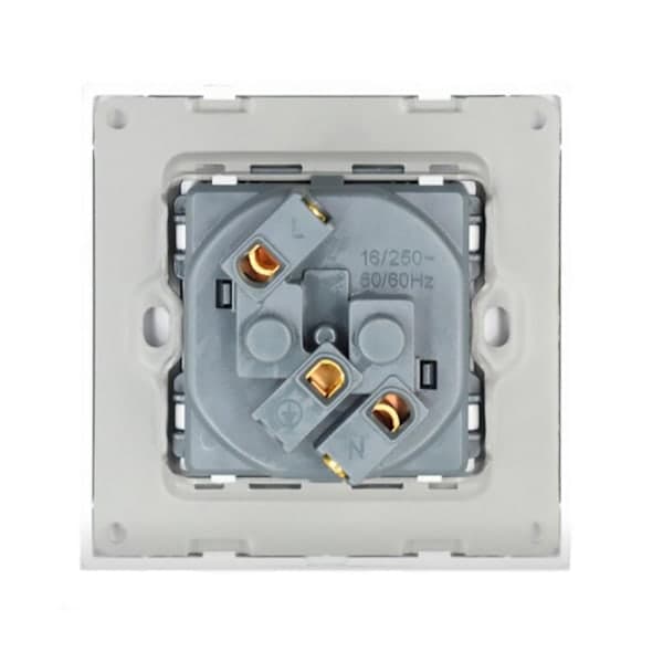 EU-stik 16A rundt fransk stik 2 huller 2P+E hvid panel type 86