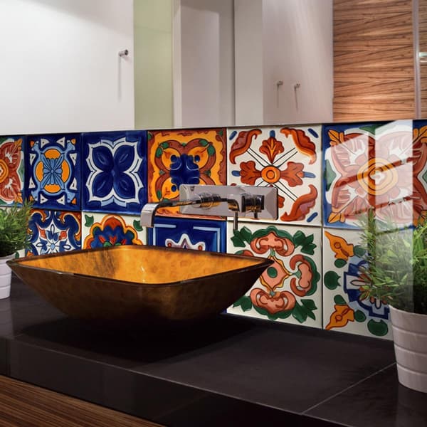 Tile Stickers Decorative Tile Decals 10 Pcs Morocco Style Self-Adhesive Easy to Use PVC Material