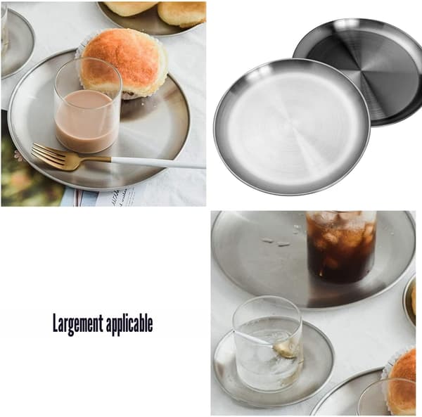 26 cm Stainless Steel Dinner Plate, High-Quality 304 Material, Unbreakable, Dishwasher Safe, Eco-Friendly