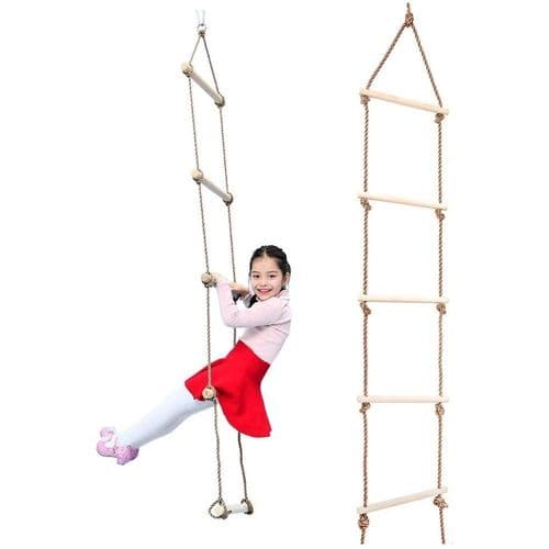 Rope ladder climbing frame with 5 steps for children, loadable up to 120 kg