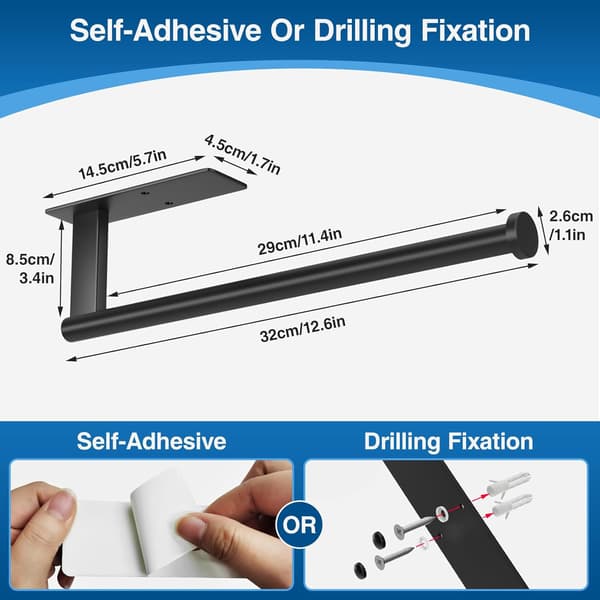 Paper Towel Holder Under Cabinet - Self-Adhesive or Drilling, Kitchen Roll Holder Wall Mounted